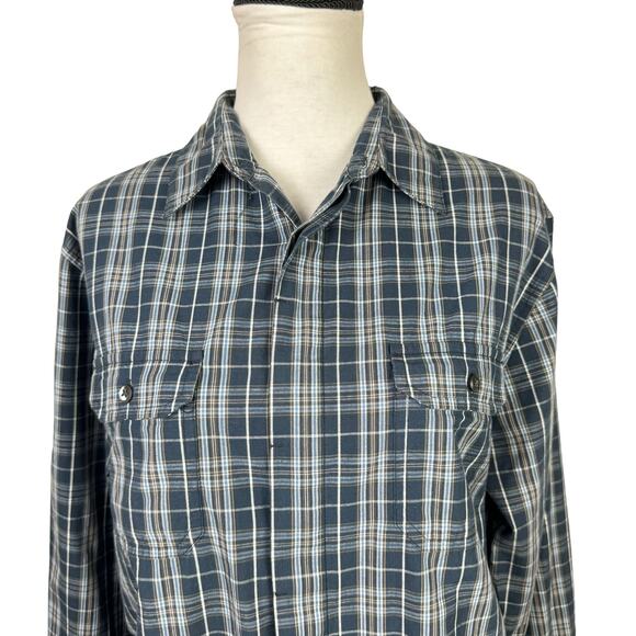 Spring + Mercer Upcycled Blue Plaid Long Sleeve Tunic Shirt Dress - Picture 4 of 10